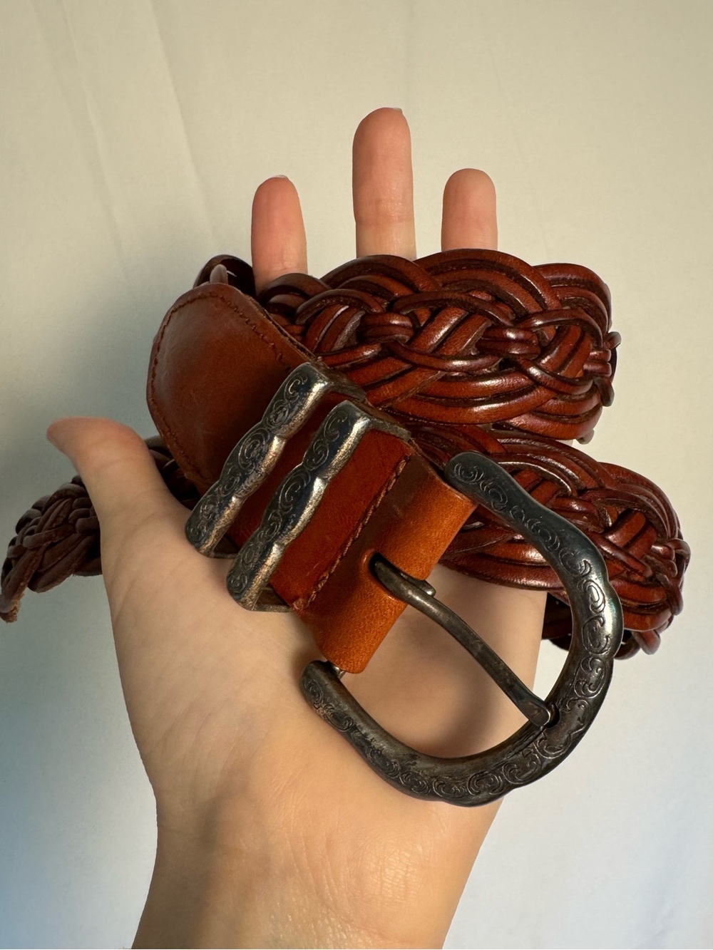 Like New Vintage Retro Talbots Leather Braided Western Boho Belt S/M